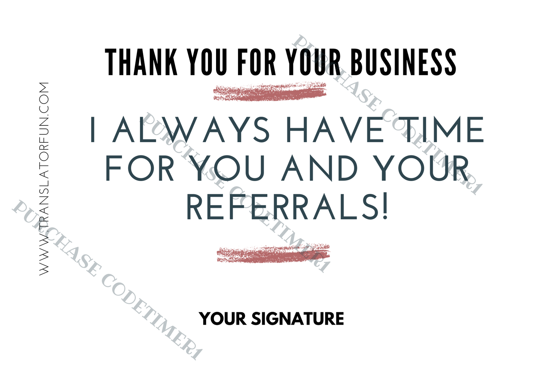 Thank you cards to send to end clients and translation agencies TIMER1